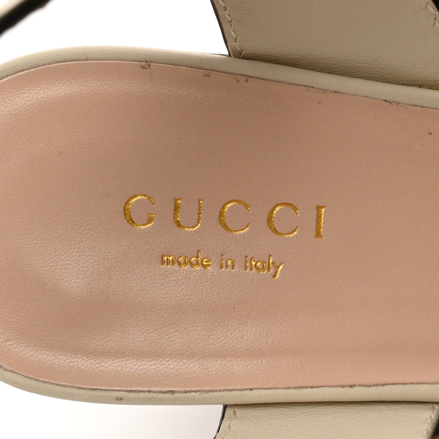 Gucci Cosmos Softy Calfskin Wooden Interlocking G Cut-Out 30/120mm Platform Sandals 37 Mystic White 7 of 10