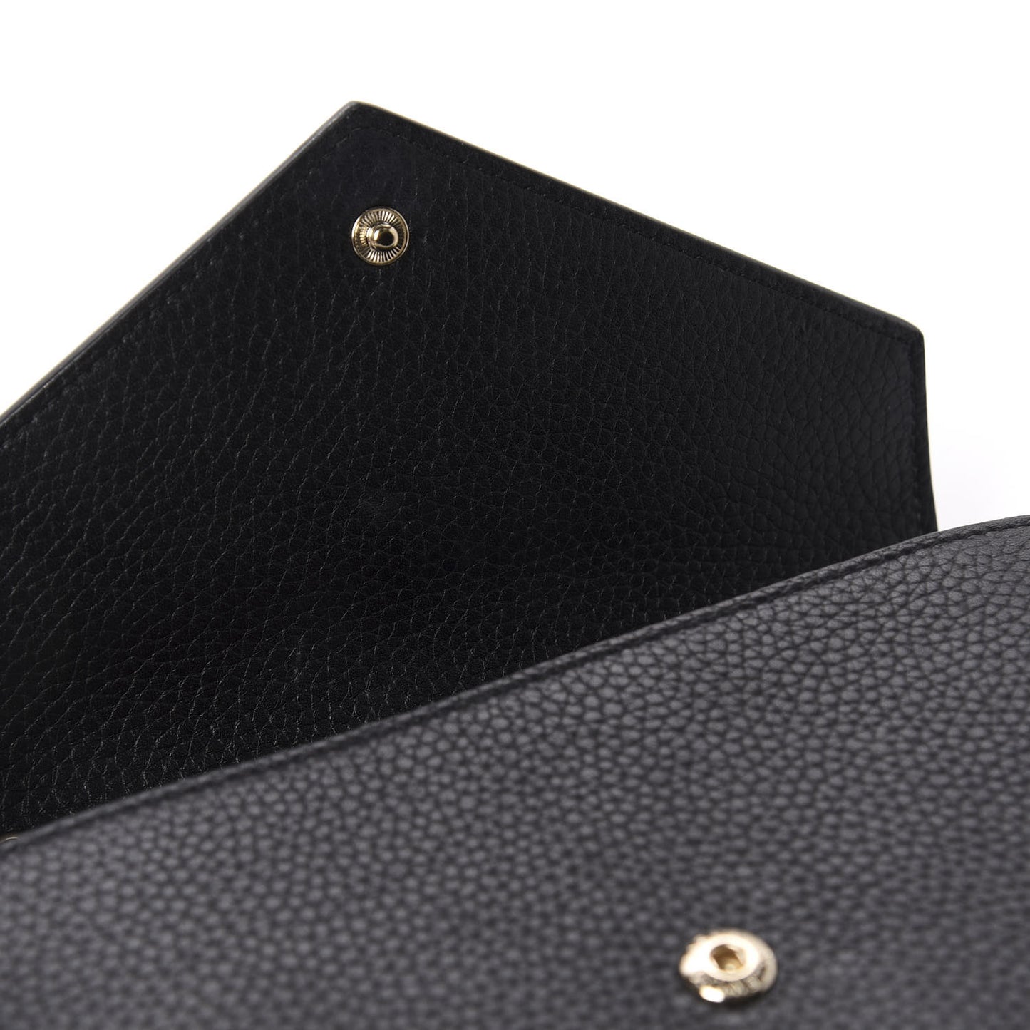 Pebbled Calfskin Rockstud Envelope Wallet on Chain Black