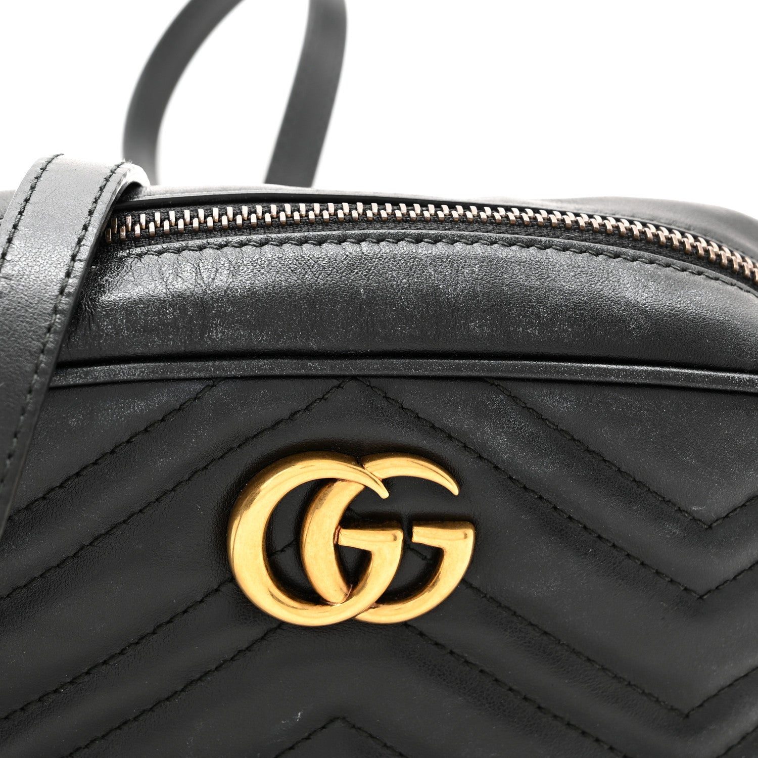 Gucci Calfskin Matelasse Mini GG Marmont Chain Shoulder Bag Black 11 of 13