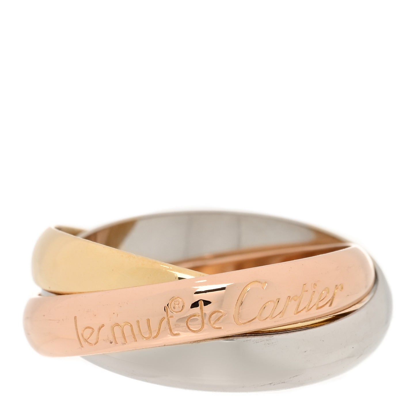 18K Pink Yellow White Gold Classic Les Must De Cartier Trinity Ring 51 5.75