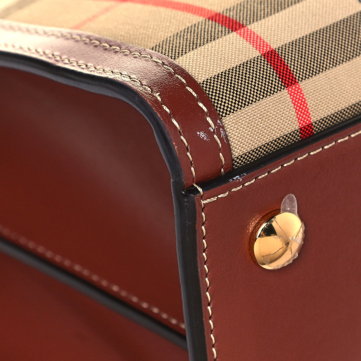 Calfskin Vintage Check Two Handle Title Bag Archive Beige