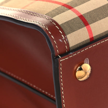 Burberry Calfskin Vintage Check Two Handle Title Bag Archive Beige 11 of 16