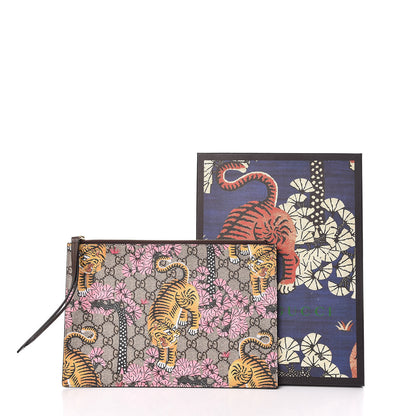 Gucci GG Supreme Monogram Bengal Zip Pouch Beige New Acero Crop Pink 10 of 10