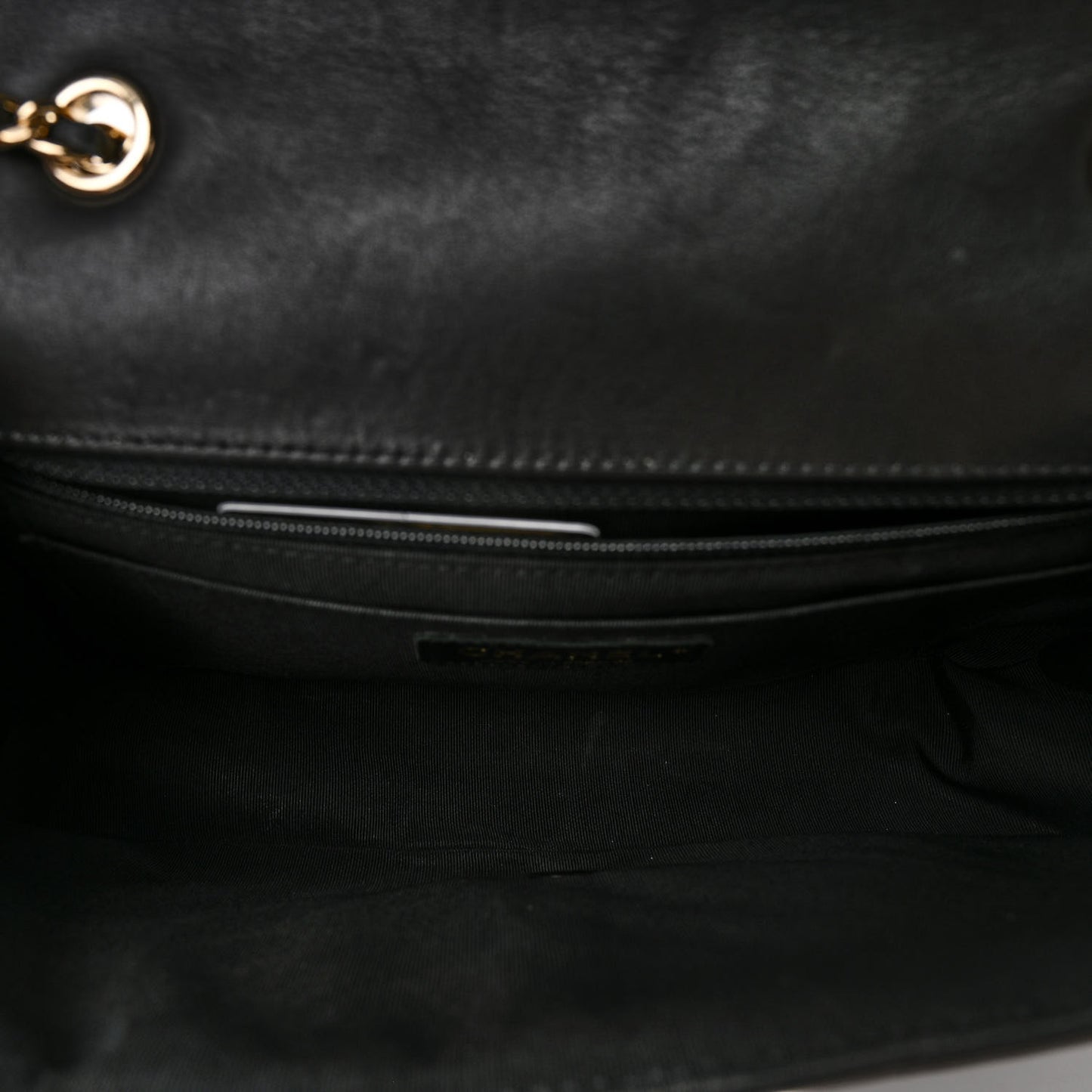 Calfskin Chevron Quilted Small Statement Flap Black