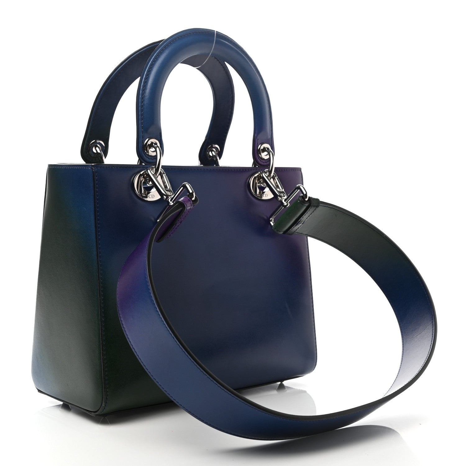 Christian Dior Box Calfskin Gradient Medium Lady Dior Purple Blue Green 3 of 11