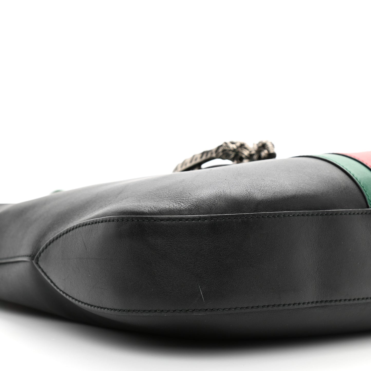 Calfskin Web Stripe Medium Dionysus Hobo Black