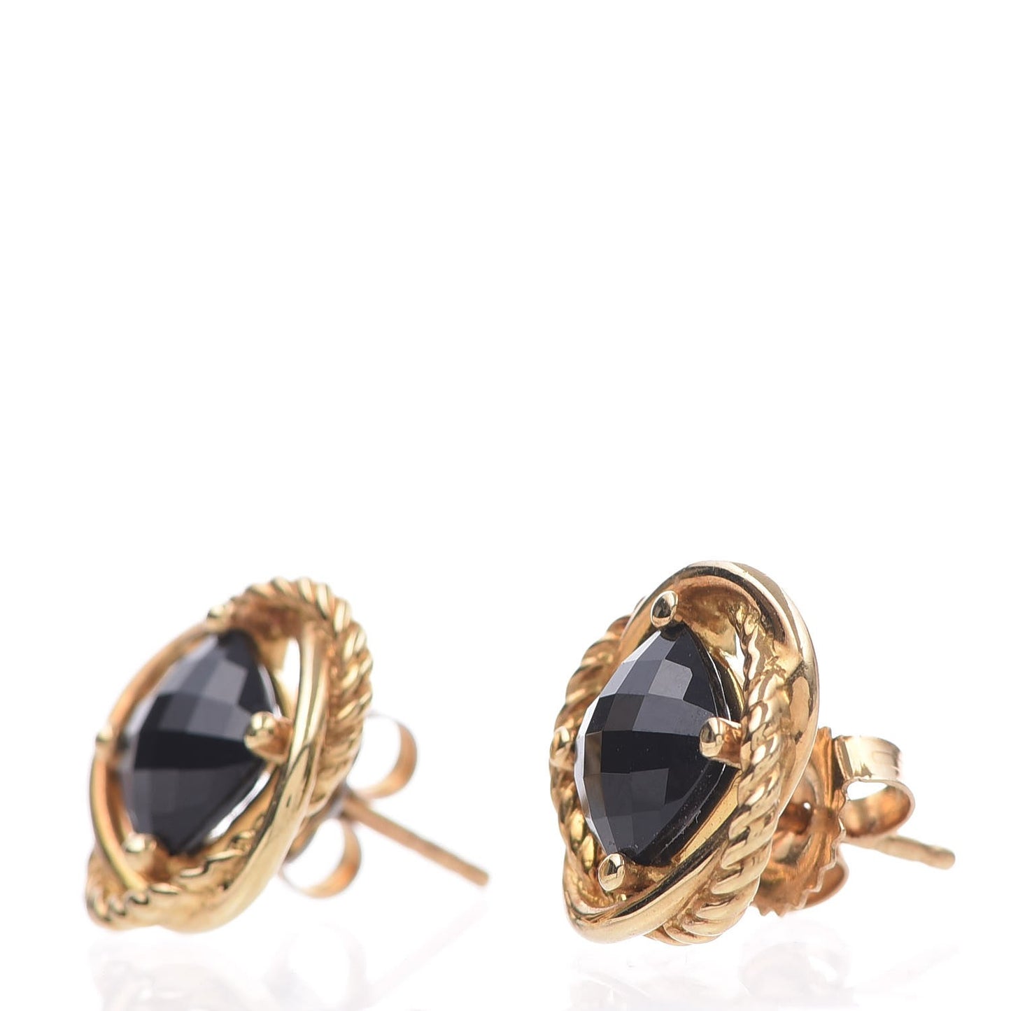 18K Yellow Gold Black Onyx 7mm Infinity Earrings