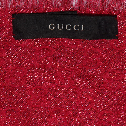 Gucci Silk Wool Shimmer Monogram Scarf Magenta 3 of 6