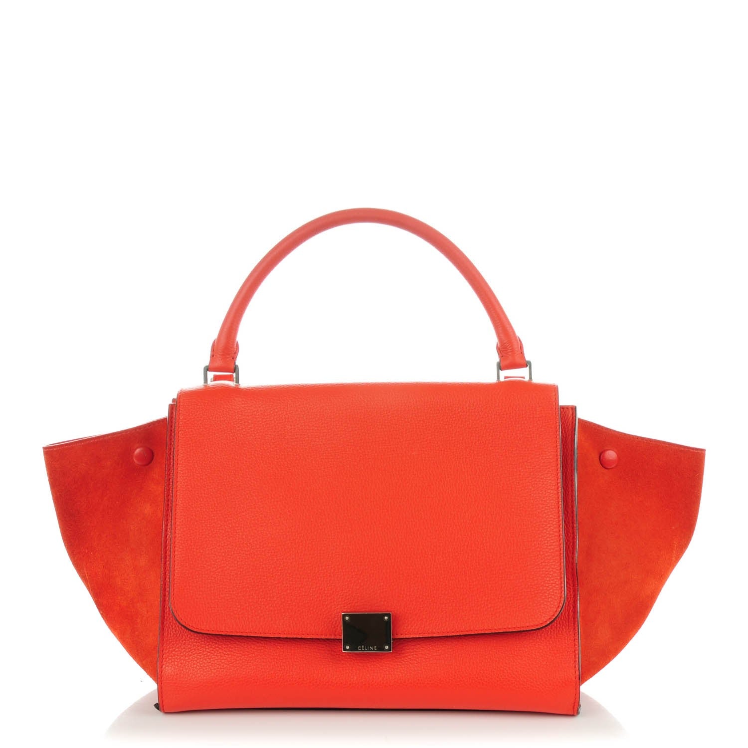 Celine Drummed Calfskin Suede Medium Trapeze Vermillion 1 of 10