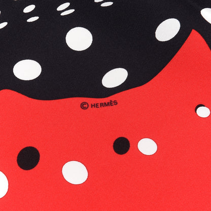 Hermes Silk Hola Flamenca Scarf 90 Rouge White Black 4 of 4