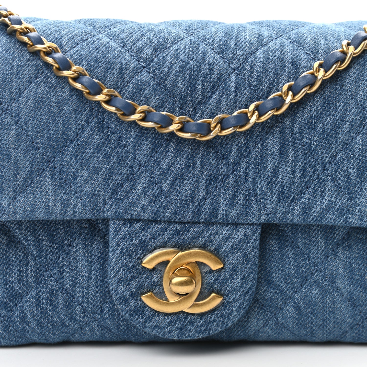 Chanel Denim Quilted Mini Pearl Crush Rectangular Flap Blue 8 of 11