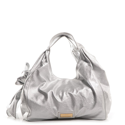 Valentino Garavani Metallic Nappa Large Nuage Bow Hobo Silver 1 of 8