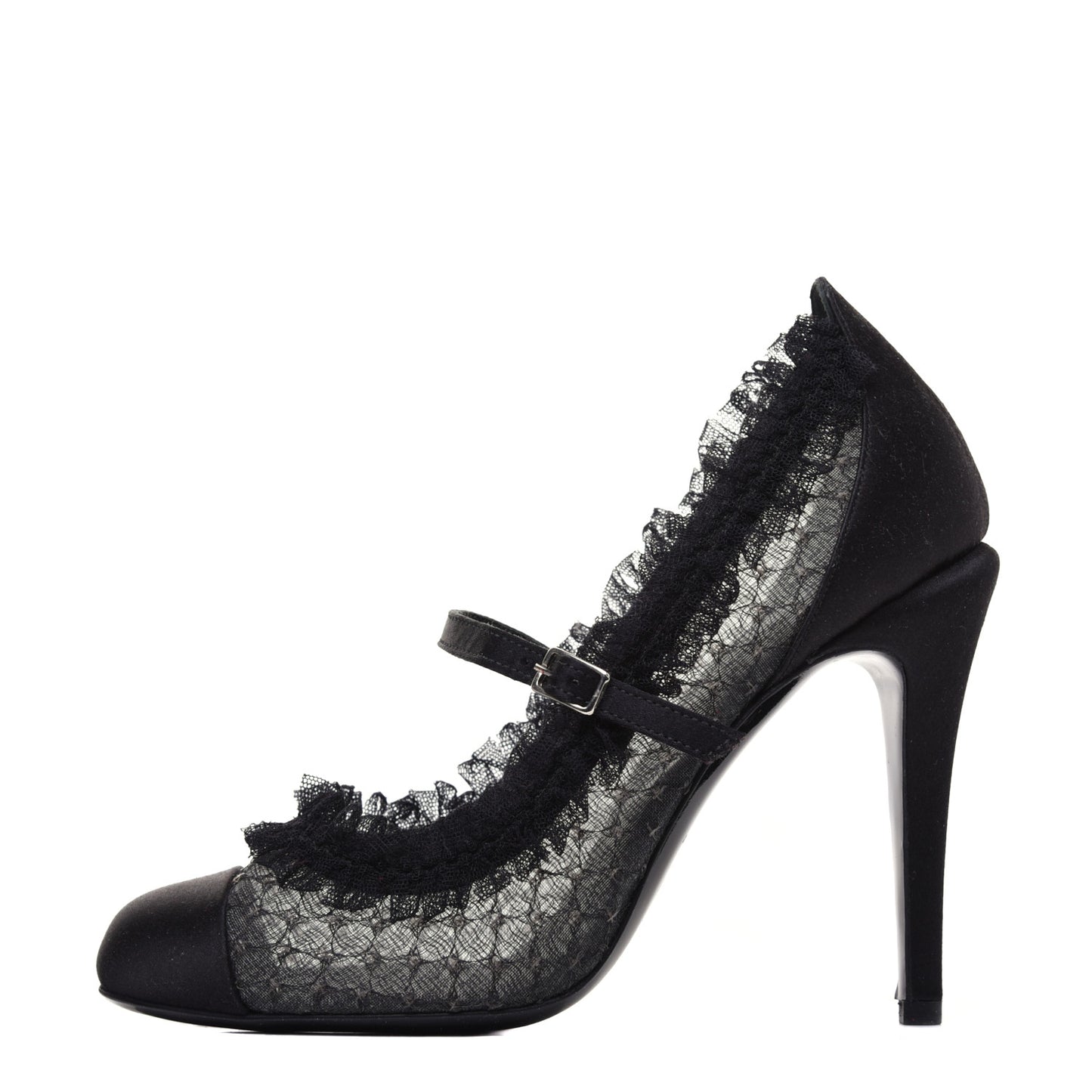 Mesh Satin CC Mary Jane Pumps 38 Black