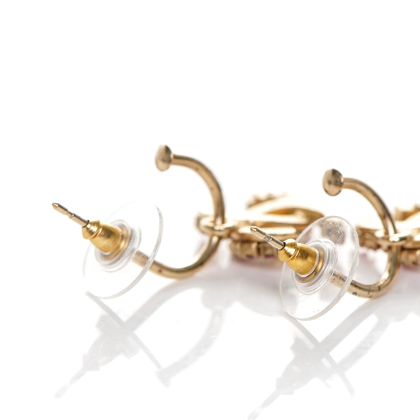 Crystal CC Drop Earrings Fuchsia
