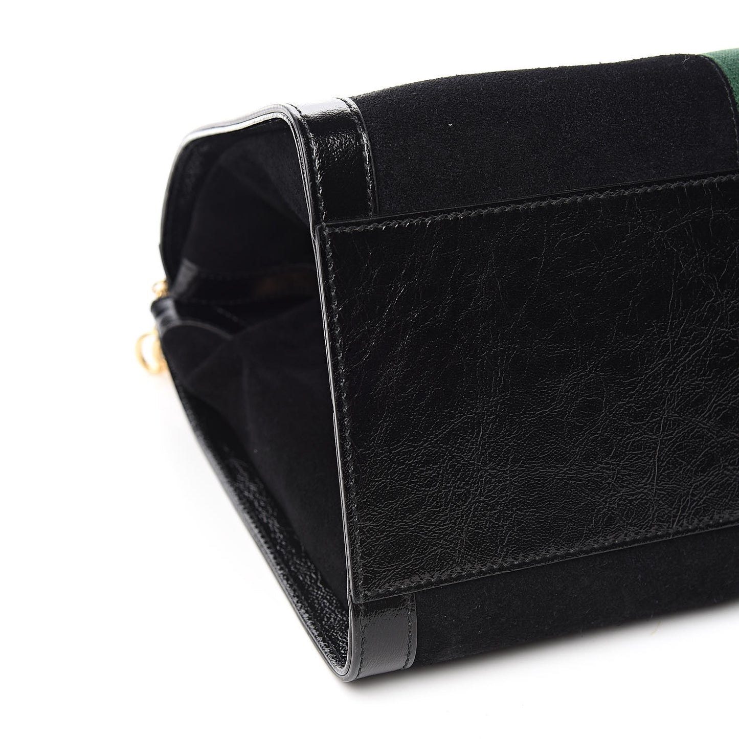 Suede Patent GG Web Medium Ophidia Tote Bag Black