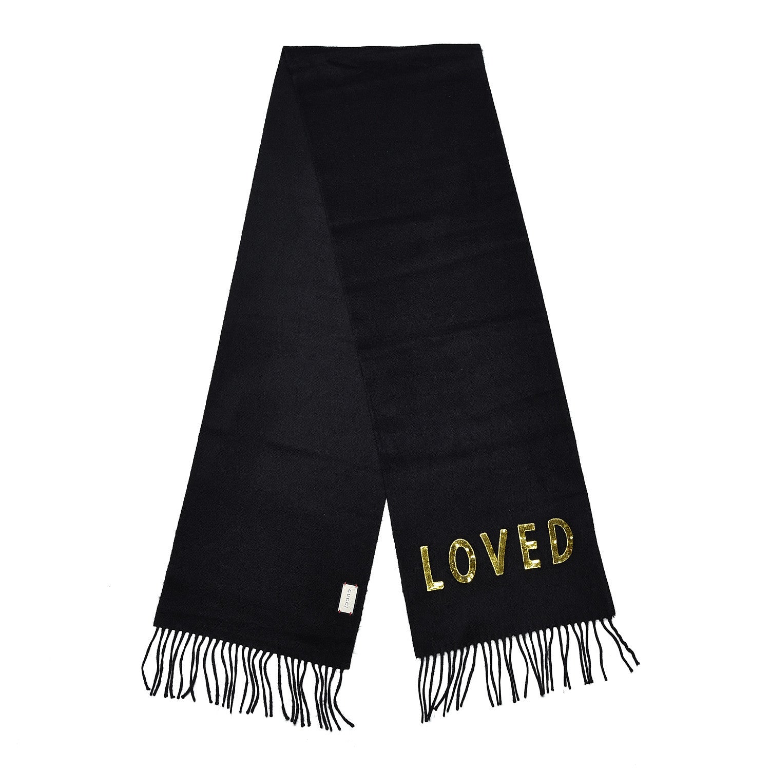 Gucci Silk Cashmere Sequins Lovesh Scarf Black 3 of 6