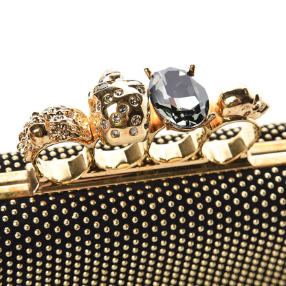 Alexander McQueen Suede Studded Skull Knuckle Box Clutch Black 9 of 11