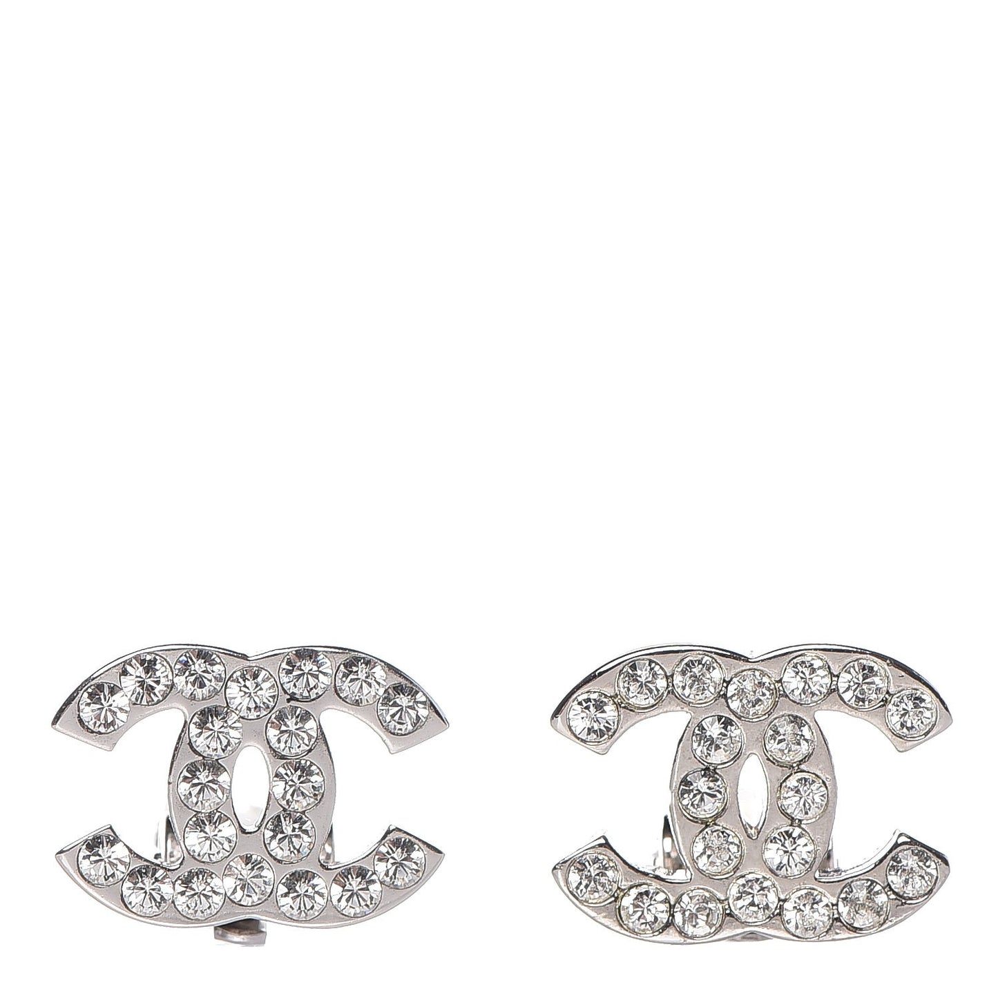 Crystal CC Clip On Earrings Silver