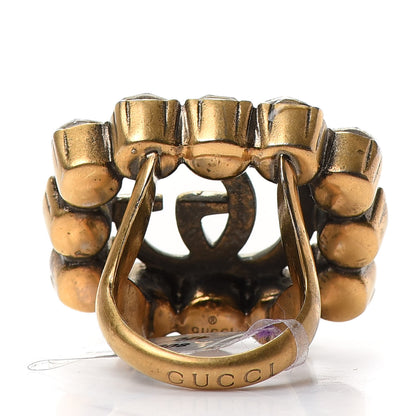 Gucci Metal Crystal Double G Ring M Aged Gold 3 of 5