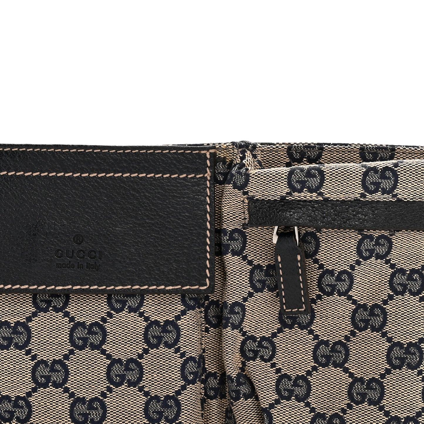 GG Monogram Web Double Pocket Belt Bag Navy
