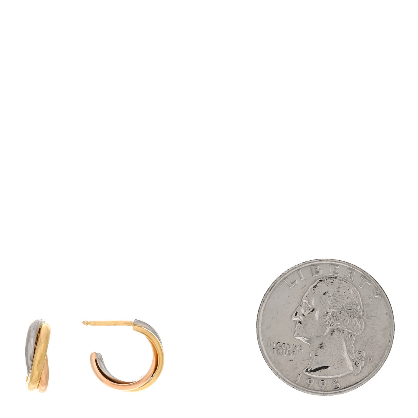 18K Pink Yellow White Gold Small Trinity Hoop Earrings