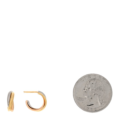 Cartier 18K Pink Yellow White Gold Small Trinity Hoop Earrings 2 of 4