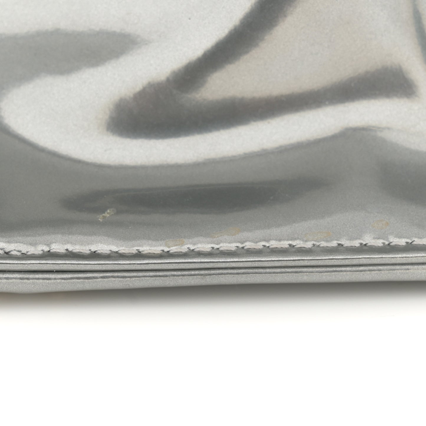 Metallic Patent Studded Small Diorama Flap Bag Silver
