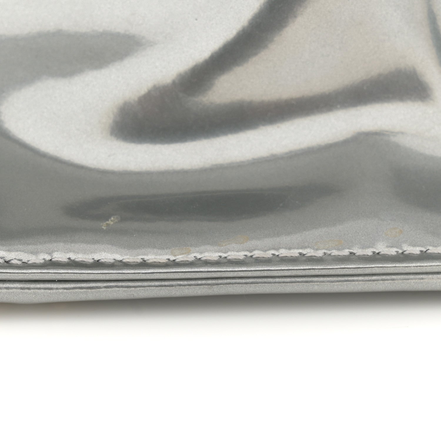 Christian Dior Metallic Patent Studded Small Diorama Flap Bag Silver 14 of 14