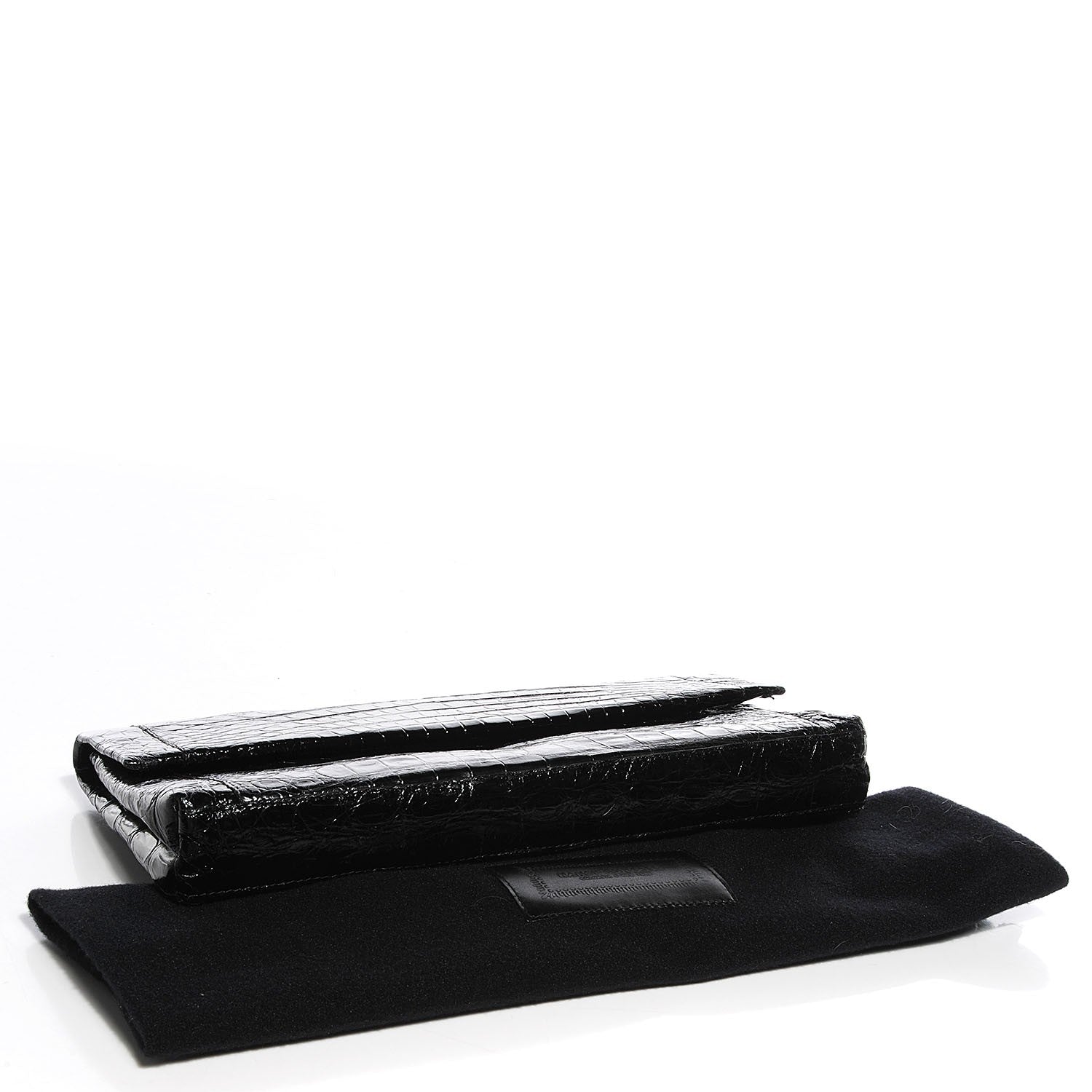 Nancy Gonzalez Glossy Crocodile Gotham Flap Clutch Black Shine 4 of 7