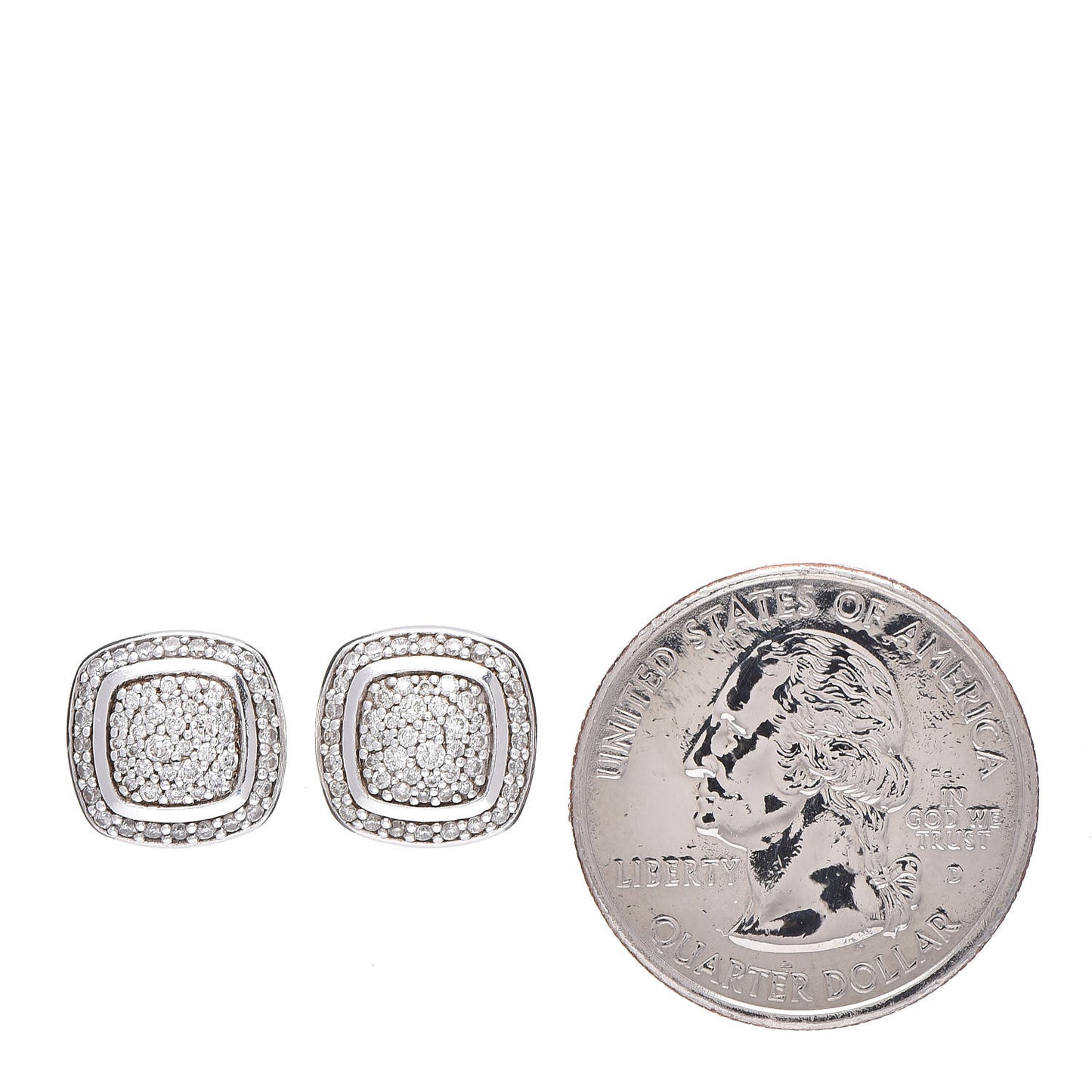 Sterling Silver Diamond 7mm Pave Albion Earrings