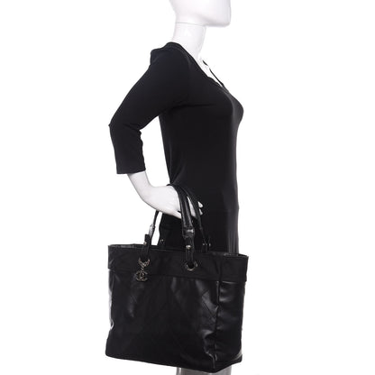 Chanel Coated Canvas Quilted Large Paris Biarritz Tote Black 2 of 12