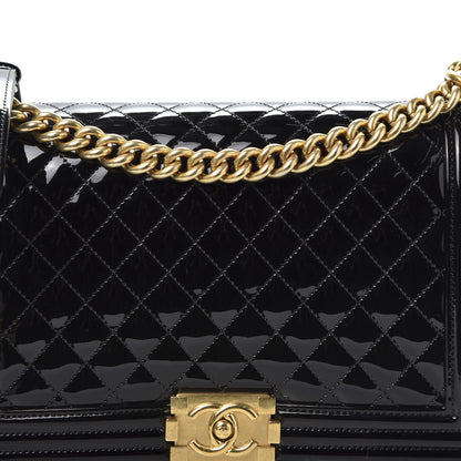 Chanel Patent Calfskin Quilted New Medium Boy Flap Black 9 of 10