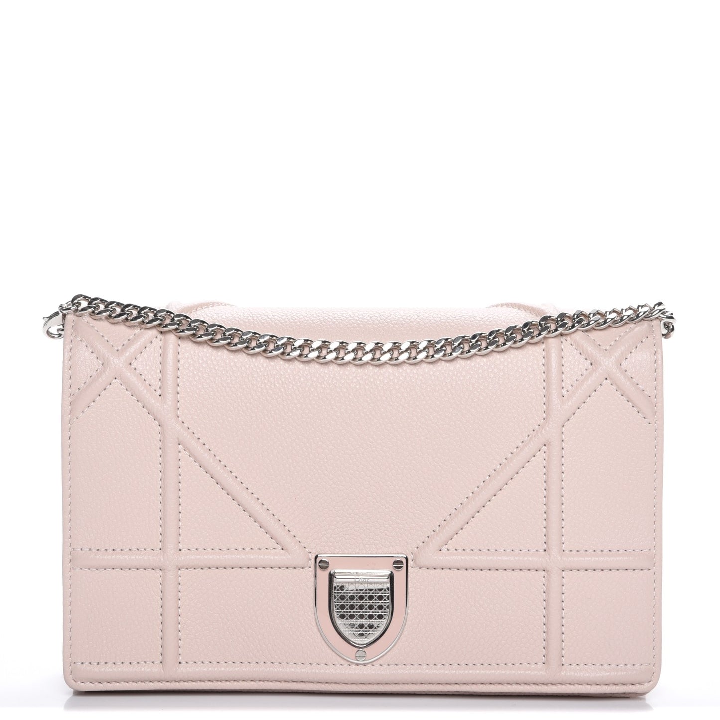 Grained Calfskin Diorama Wallet on Chain Pouch Rose Poudre