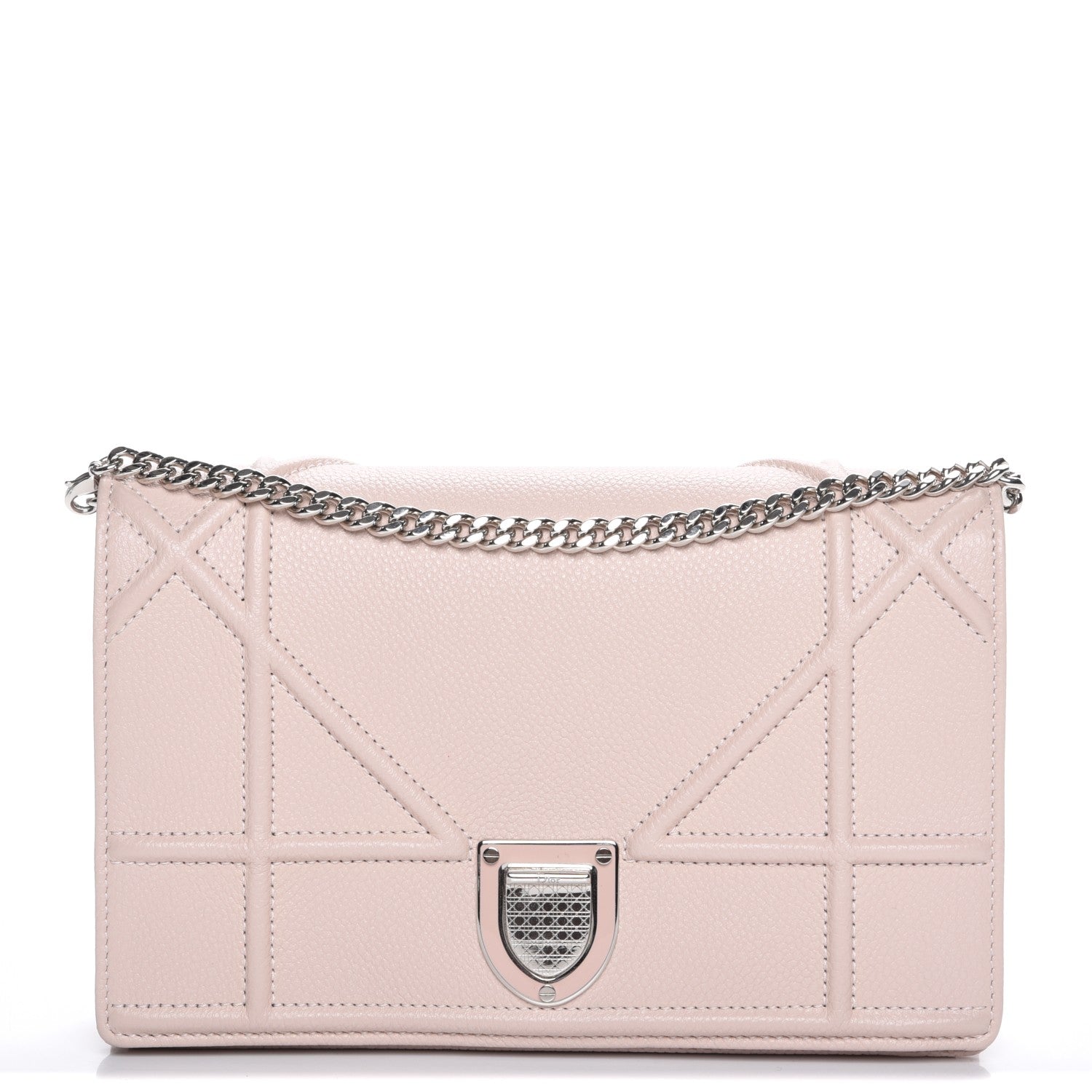 Christian Dior Grained Calfskin Diorama Wallet on Chain Pouch Rose Poudre 1 of 8
