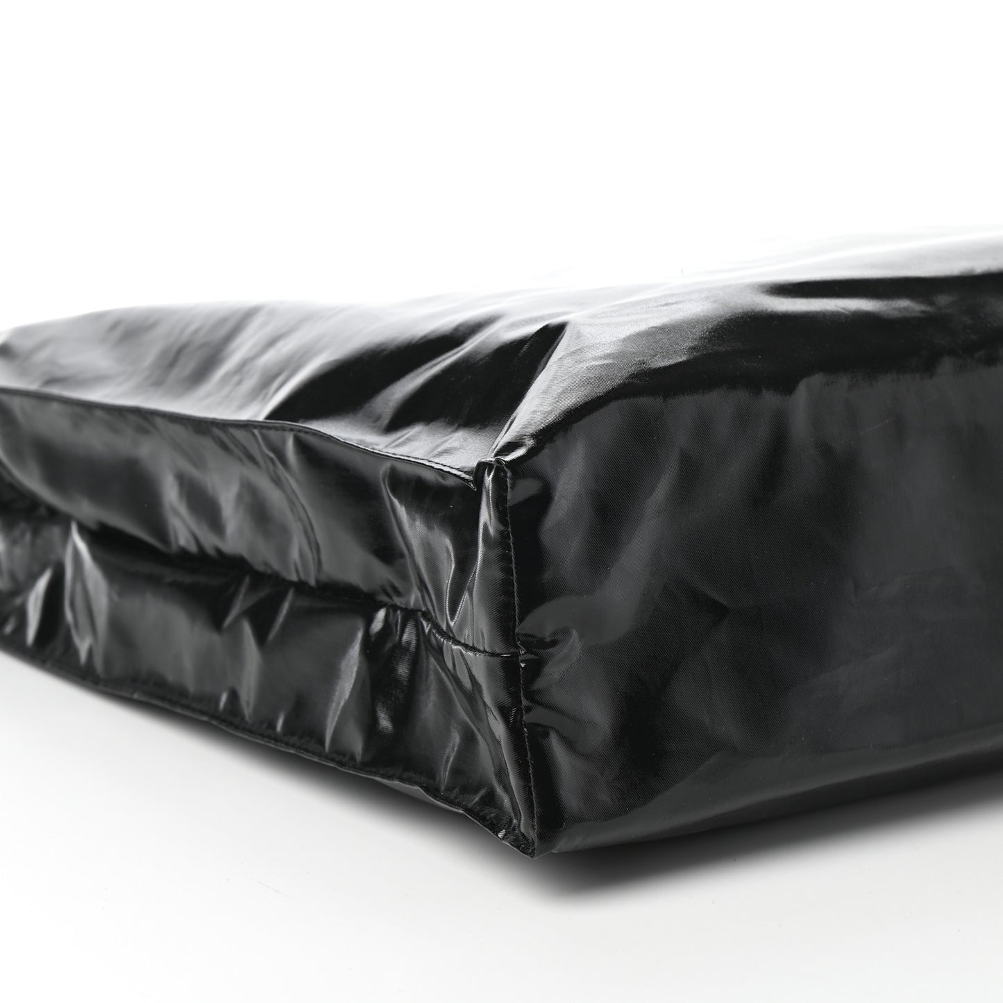 Patent Canvas Frame Logo Vertical Tote Black Crop