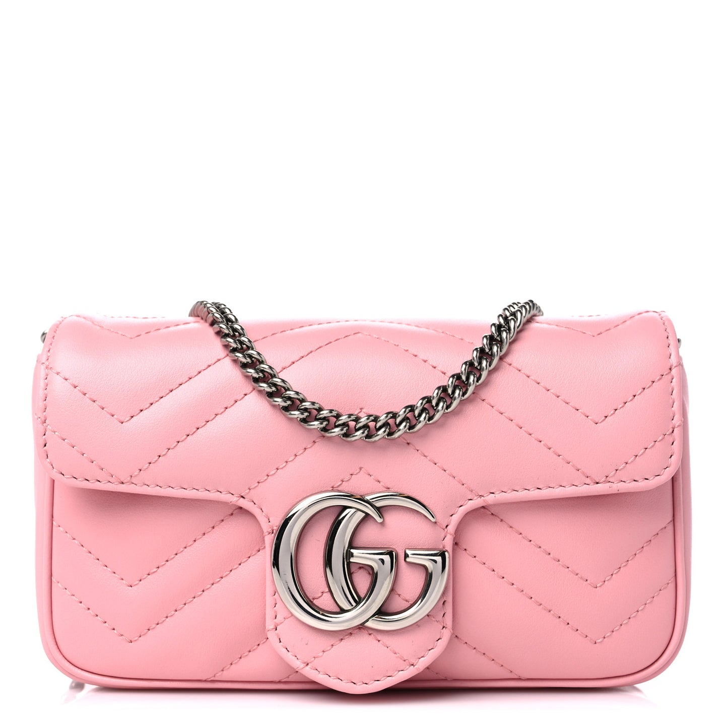Calfskin Matelasse Super Mini GG Marmont Shoulder Bag Wild Rose