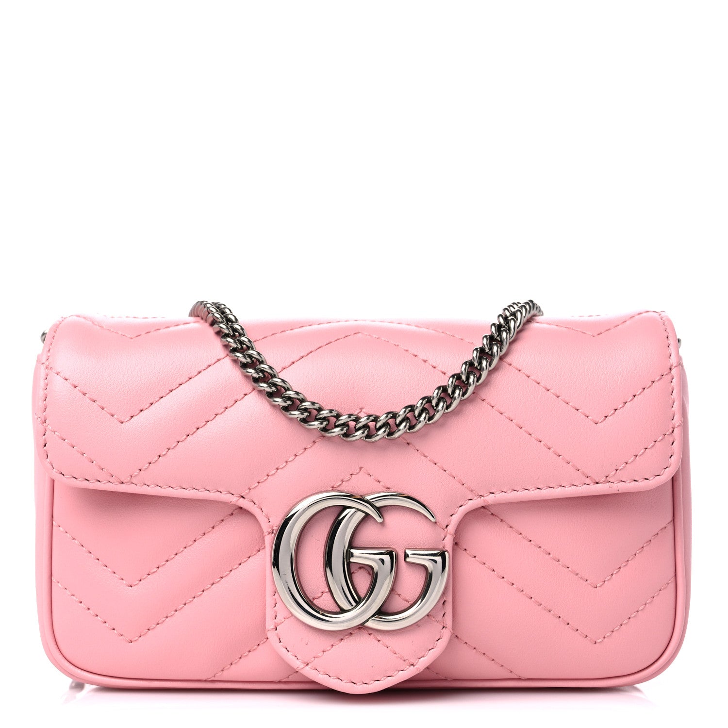 Gucci Calfskin Matelasse Super Mini GG Marmont Shoulder Bag Wild Rose 1 of 10