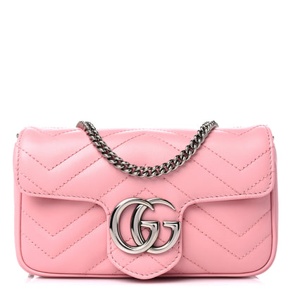 Gucci Calfskin Matelasse Super Mini GG Marmont Shoulder Bag Wild Rose 1 of 10