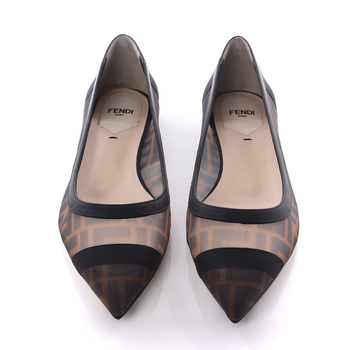 Mesh FF Skimmer Ballerina Flats 38 Tobacco Moro Black
