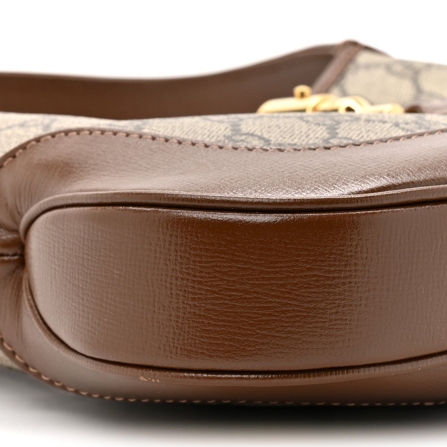 GG Supreme Monogram Azalea Calfskin Web Small Jackie 1961 Hobo Beige Ebony Brown Sugar