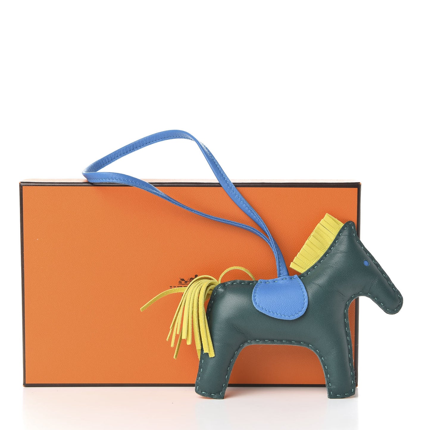 Milo Lambskin Grigri Rodeo Horse Bag Charm MM Malachite Bleu Zanzibar Lime