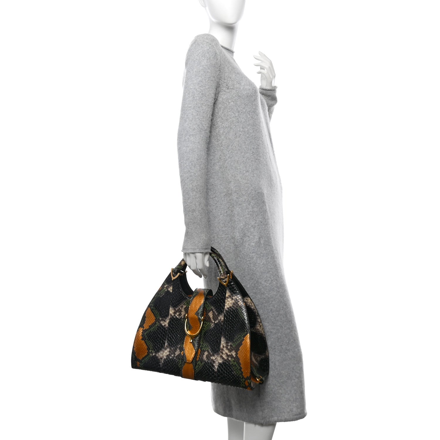 Gucci Snakeskin Stirrup Medium Top Handle Bag Multicolor 2 of 12