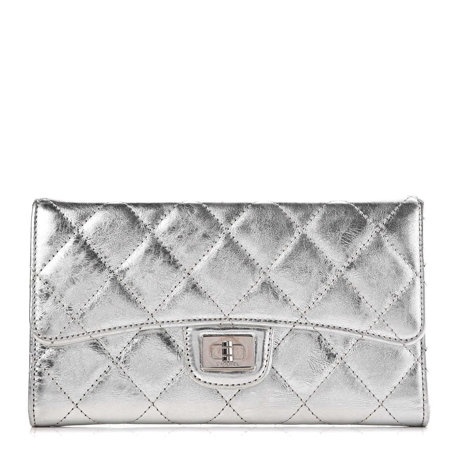 Chanel Metallic Aged Calfskin Quilted 2.55 Reissue Wallet Light Silver 1 of 9