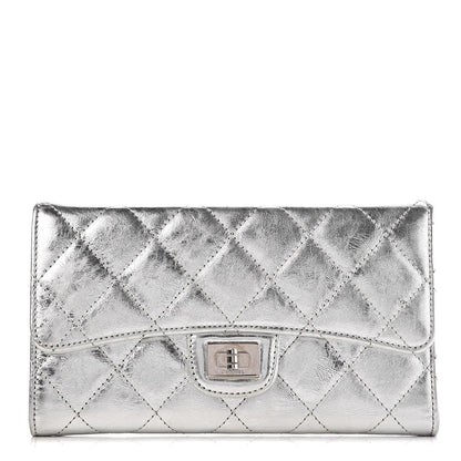 Chanel Metallic Aged Calfskin Quilted 2.55 Reissue Wallet Light Silver 1 of 9