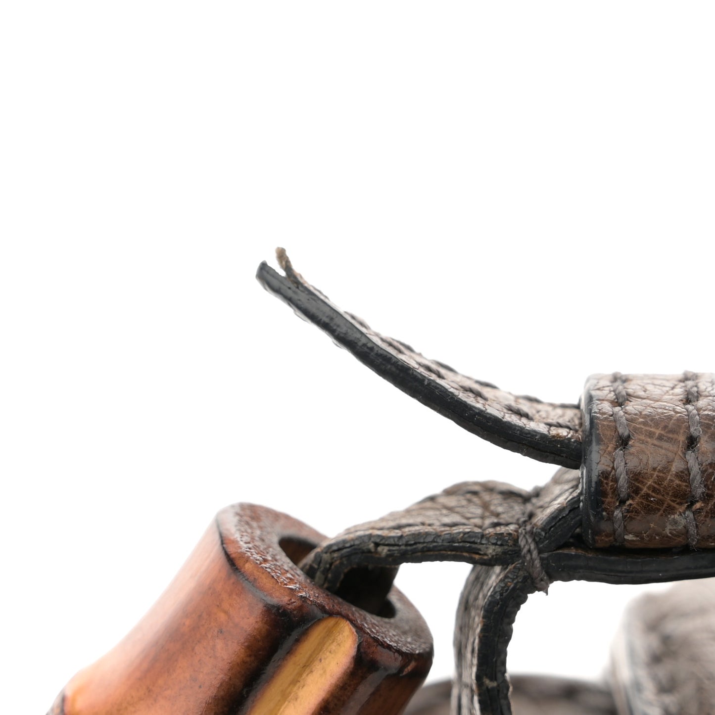 Ostrich Medium New Bamboo Top Handle Bag Dark Brown