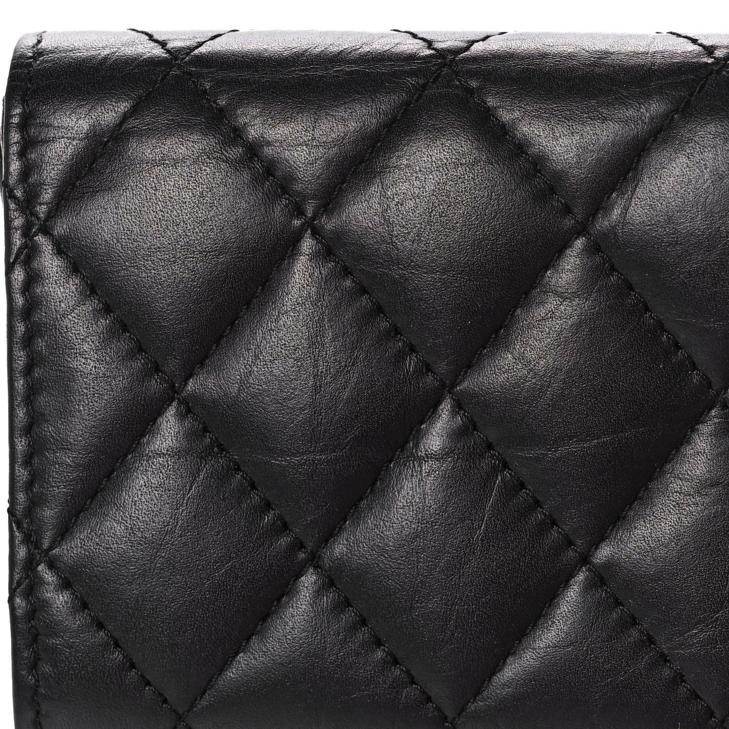 Aged Calfskin Quilted Reissue Flap Card Holder Black