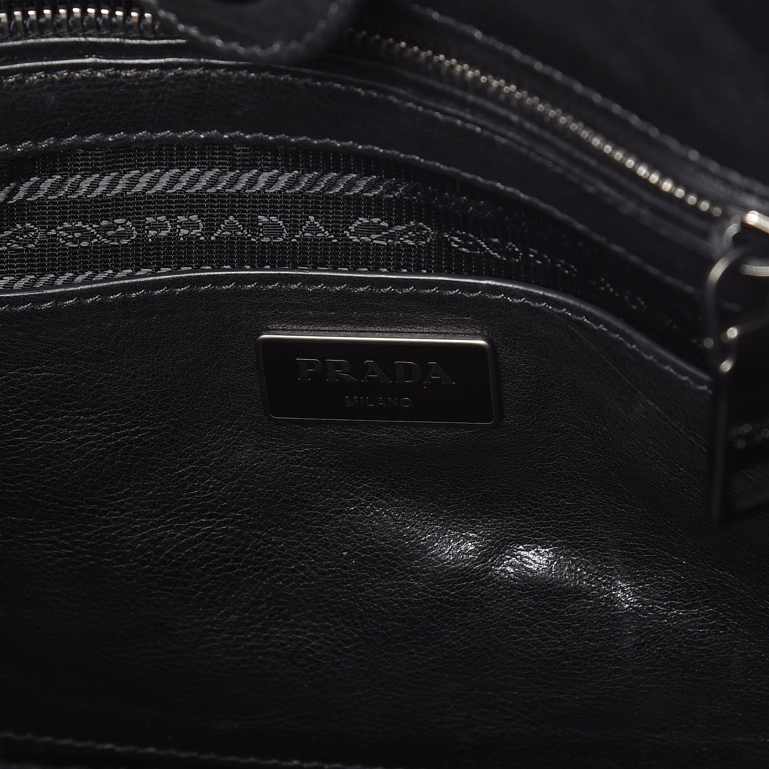 Prada Glace Calf Bi-Color Twin Pocket Tote Pomice Black 8 of 15
