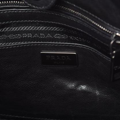 Prada Glace Calf Bi-Color Twin Pocket Tote Pomice Black 8 of 15
