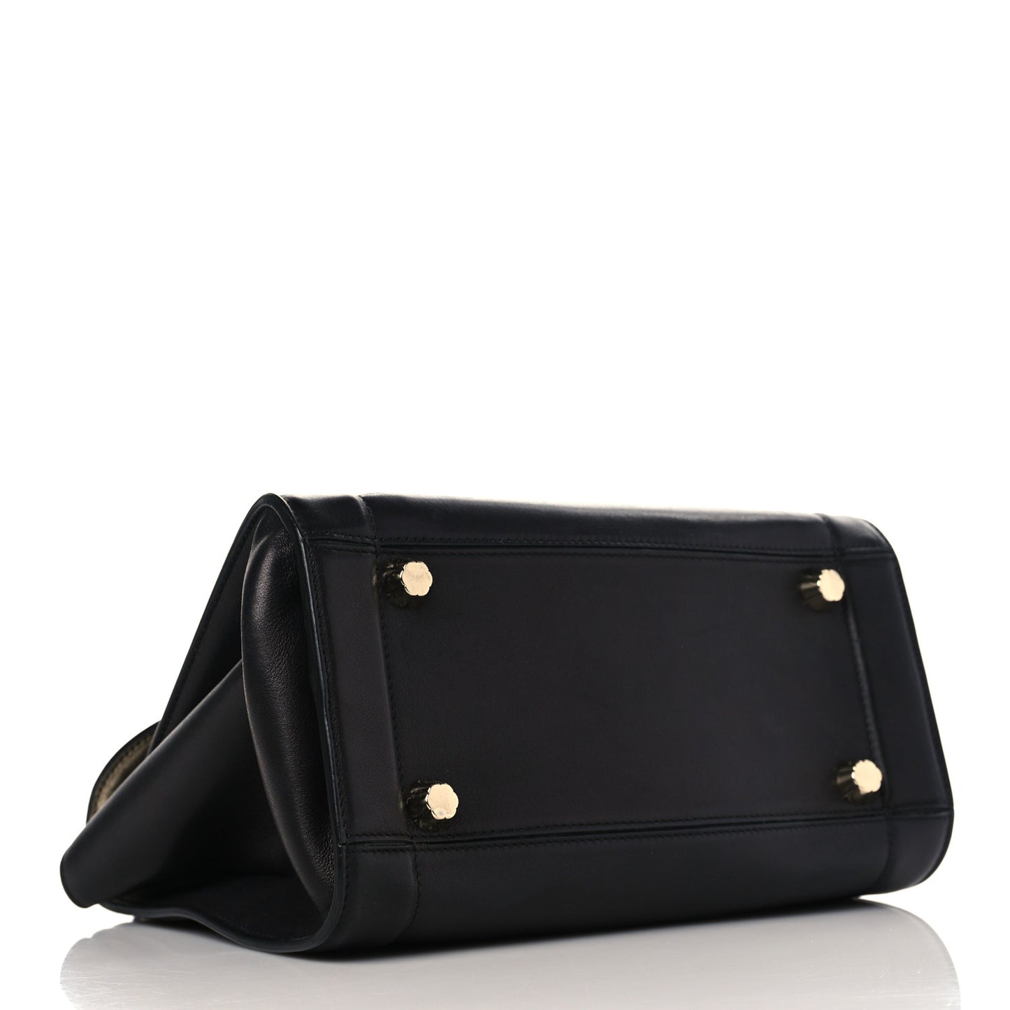 Calfskin Sofia Rainbow Top Handle Bag Black