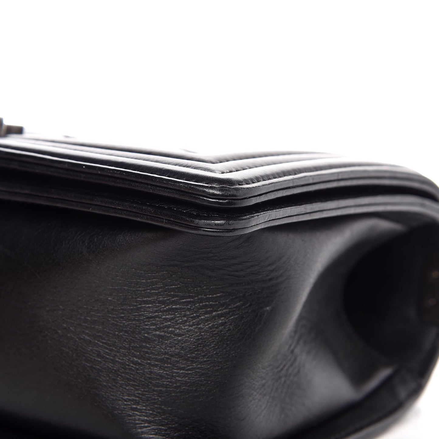 Calfskin Double Stitch Medium Boy Flap Black